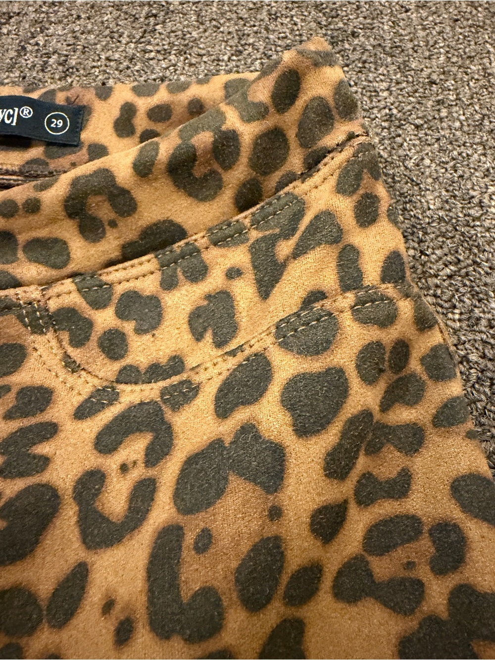 Leopard Print Flare Jeans in Mustard Brown - Picture 5 of 8